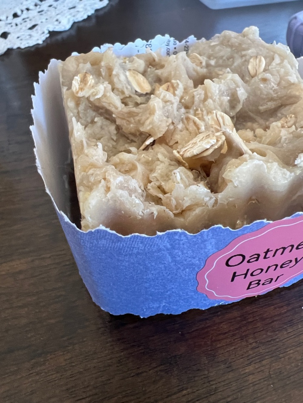 Hand Crafted Oatmeal Honey Bar - tan and pink label - Picture 3 of 4